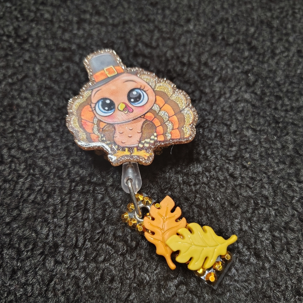 Cute Turkey Retractable Badge Reel Work Id Holder Nurse Id Teacher Id